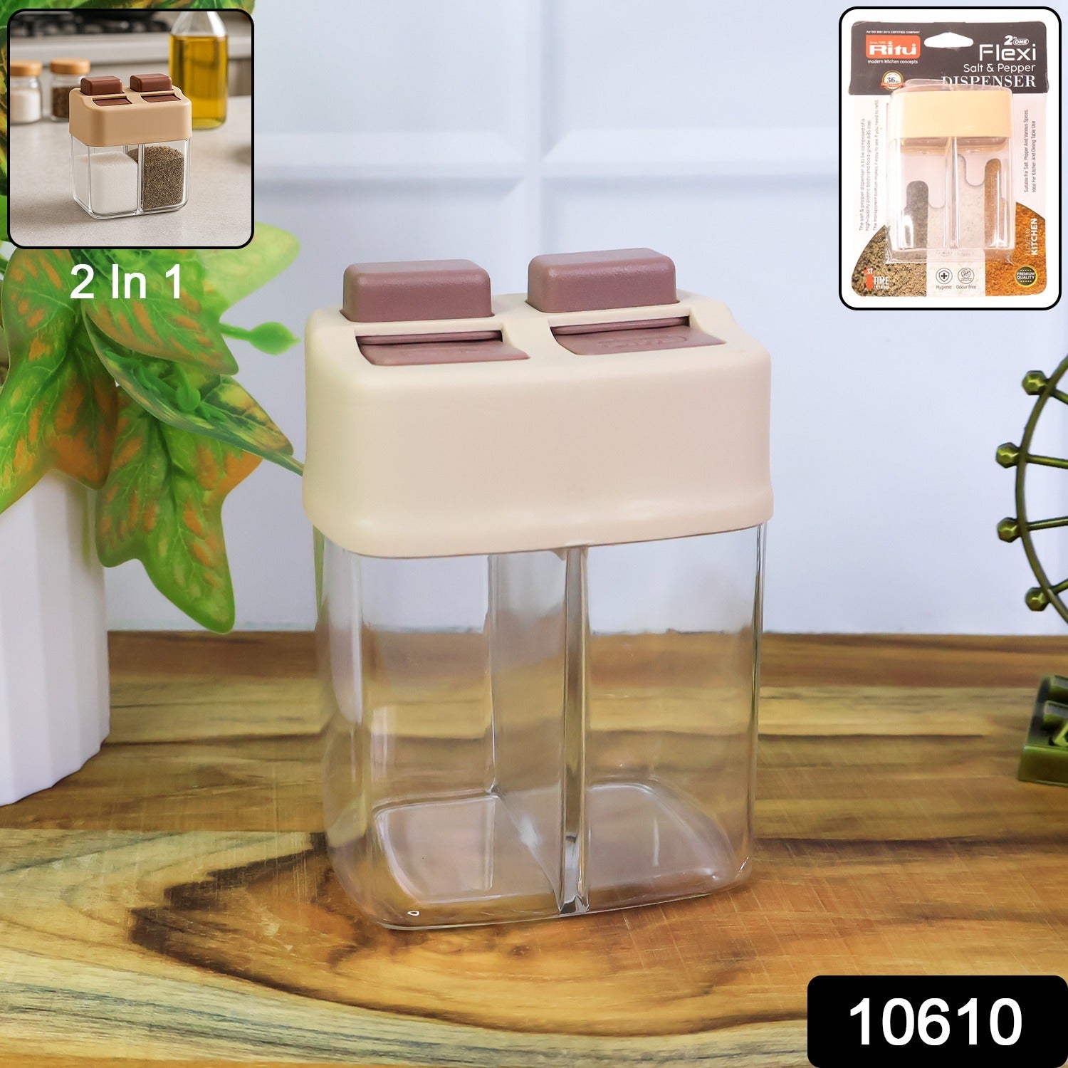Salt and Pepper Dispenser – Dual Chamber 2-in-1 Spice Shaker Secondary image