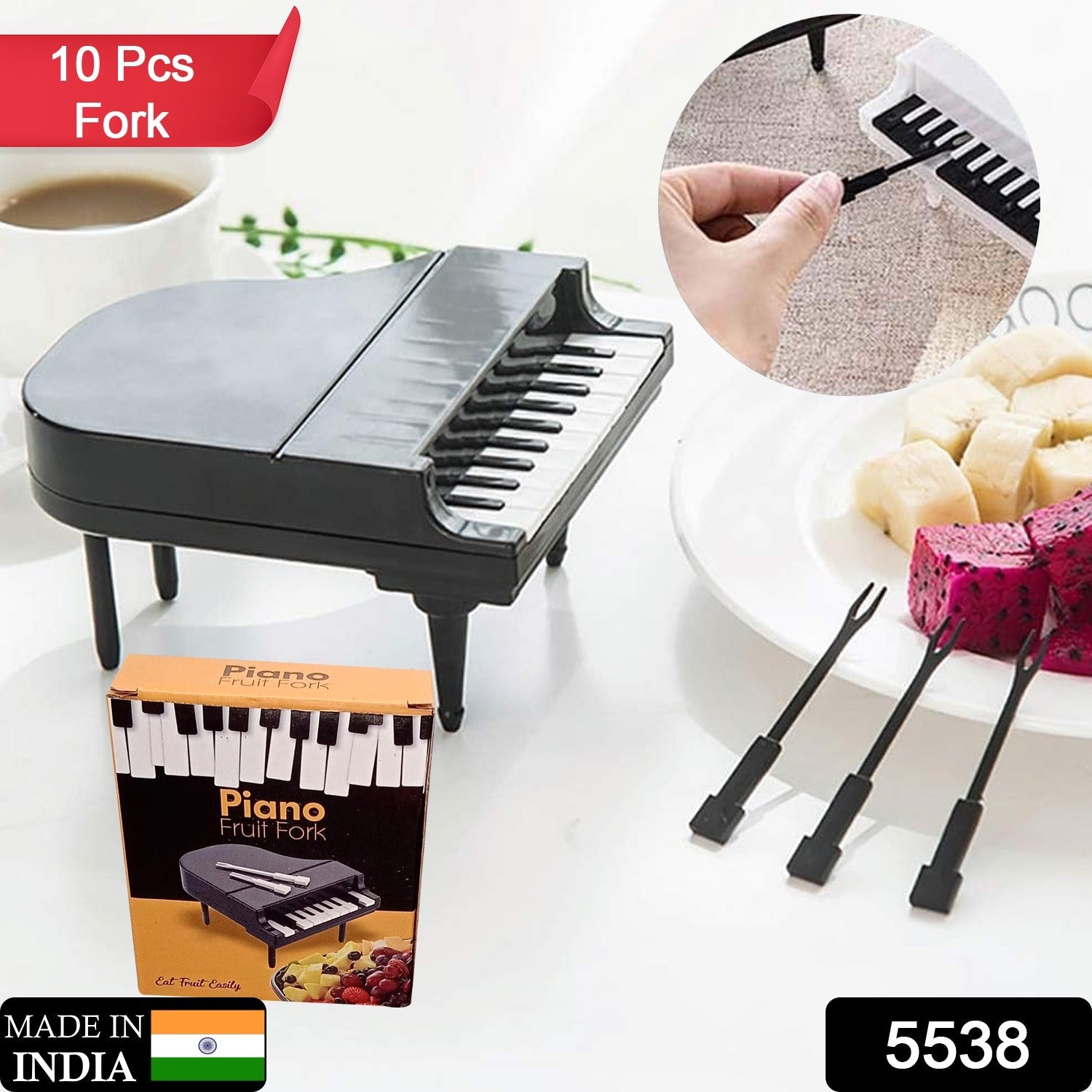 Piano Fruit Forks – 10 Pc Decorative Snack Set | Vastate Secondary image