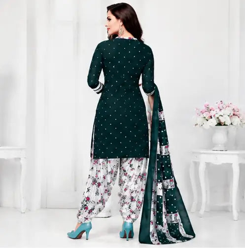 Women's Printed Crepe Suit Dress Material with Chiffon Dupatta – Unstitched 3-Piece Ethnic Suit Set Secondary image