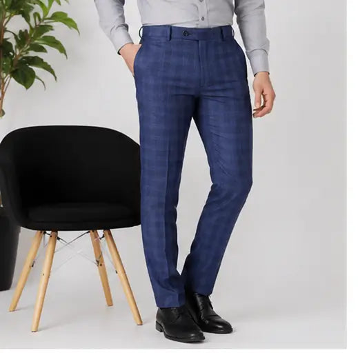 Men's Checked Trousers – Slim Fit Polycotton Pants for Casual, Office & Party Wear