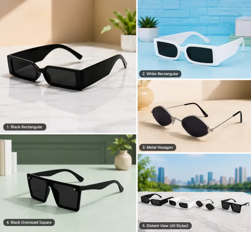 Combo Pack of 3 Unisex Sunglasses – Stylish UV Protection Fashion Shades for Men & Women