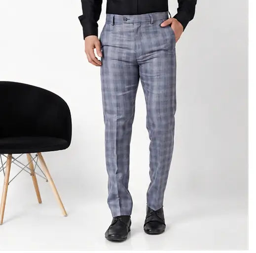 Men's Checked Trousers – Slim Fit Polycotton Pants for Casual, Office & Party Wear
