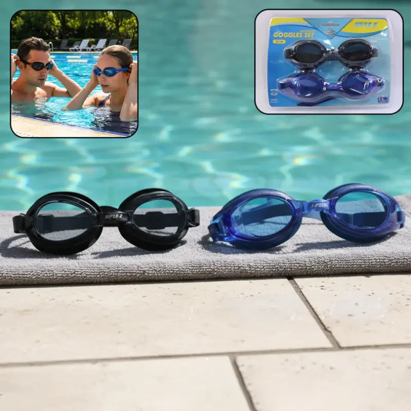 Swimming Goggles Set for Adults & Kids Anti-Fog (2 Pc)