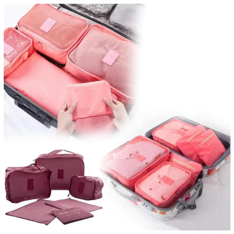 Waterproof Travel Packing Cubes Set 6 Pcs Organizer for Luggage, Laundry, and Storage