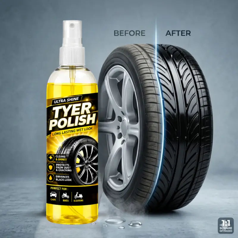 Ultra Shine Tyre Polish Spray | Long Lasting Wet Look Tire Shine for Cars, Bikes & Scooters