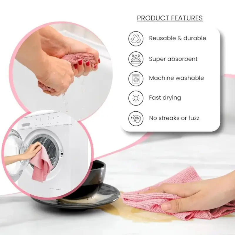 Magic Microfiber Reusable Cleaning Cloth – Multi-Use Washable Cleaning Wipes (20 pcs)