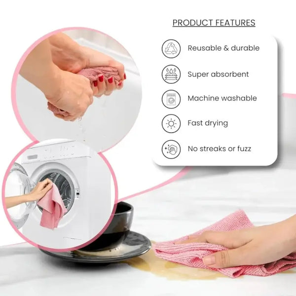 Magic Microfiber Reusable Cleaning Cloth – Multi-Use Washable Cleaning Wipes (20 pcs)