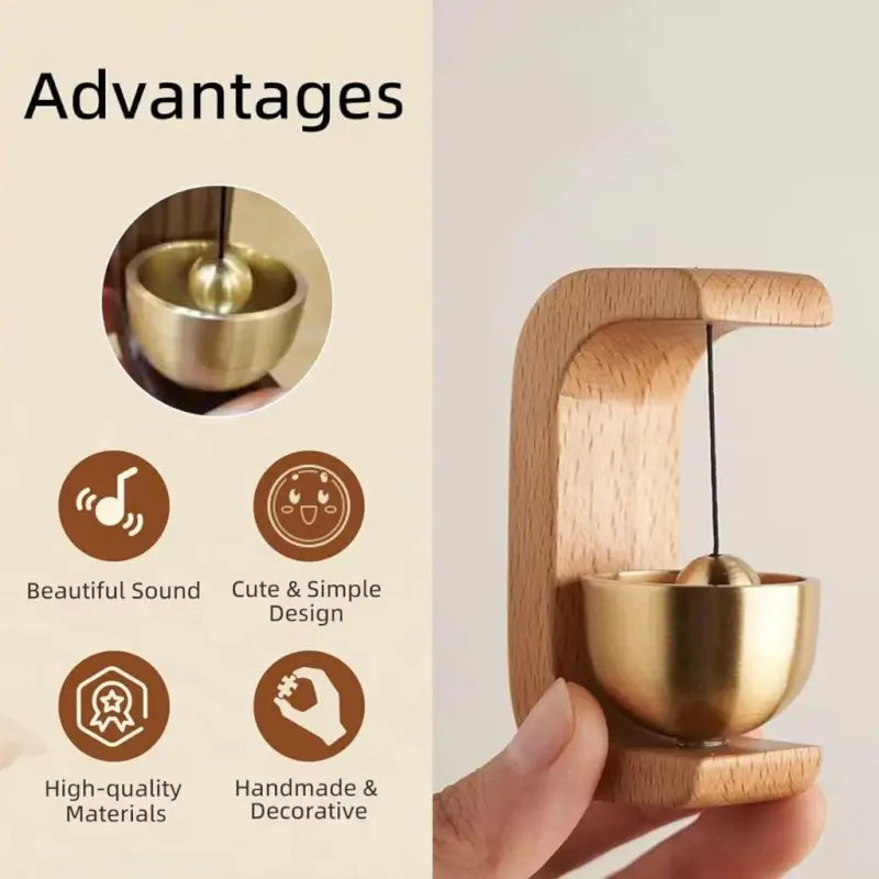 Wooden Door Bell – Handcrafted Hanging Chime with Metal Bell for Home Entrance Décor