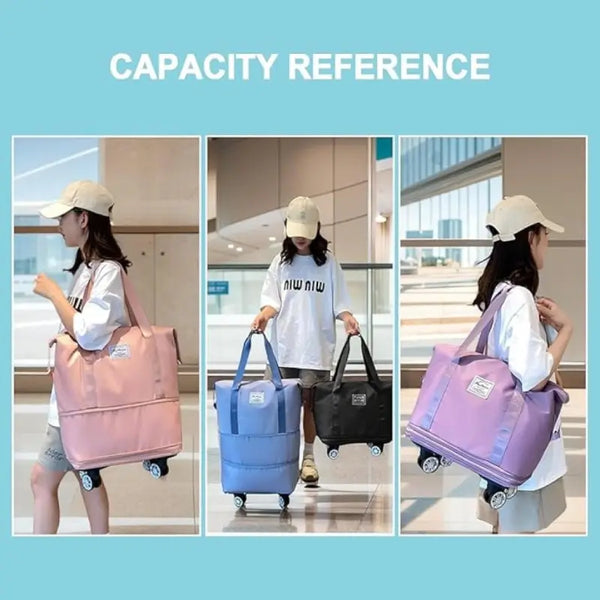 Duffle Trolley Bag – Large Foldable Travel Bag with Wheels & Adjustable Handles