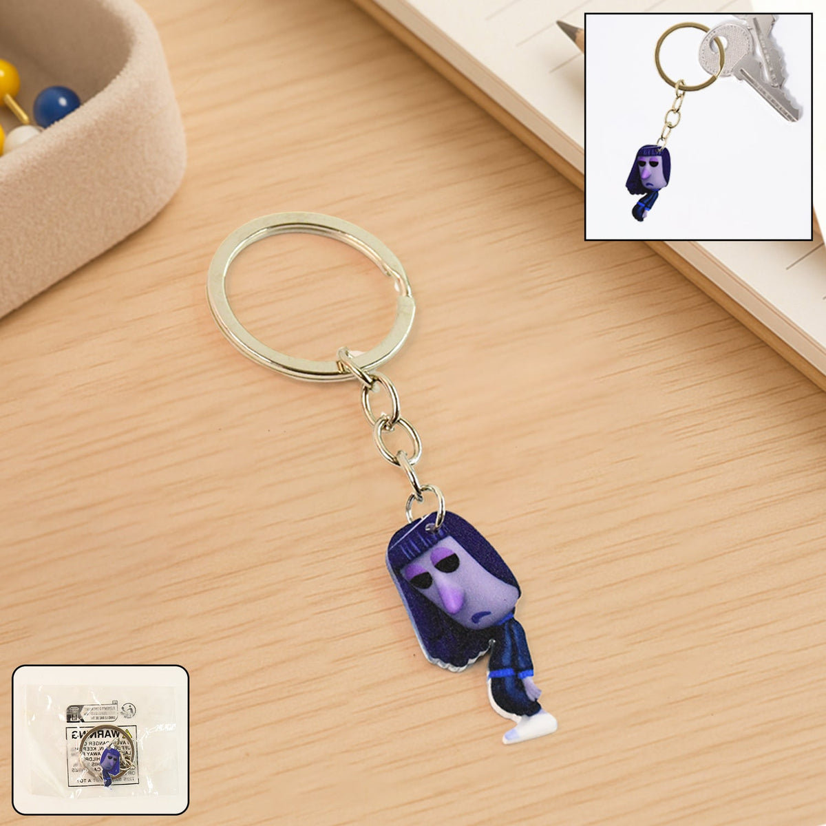 Big cartoon character keychain in acrylic with durable metal ring Main image