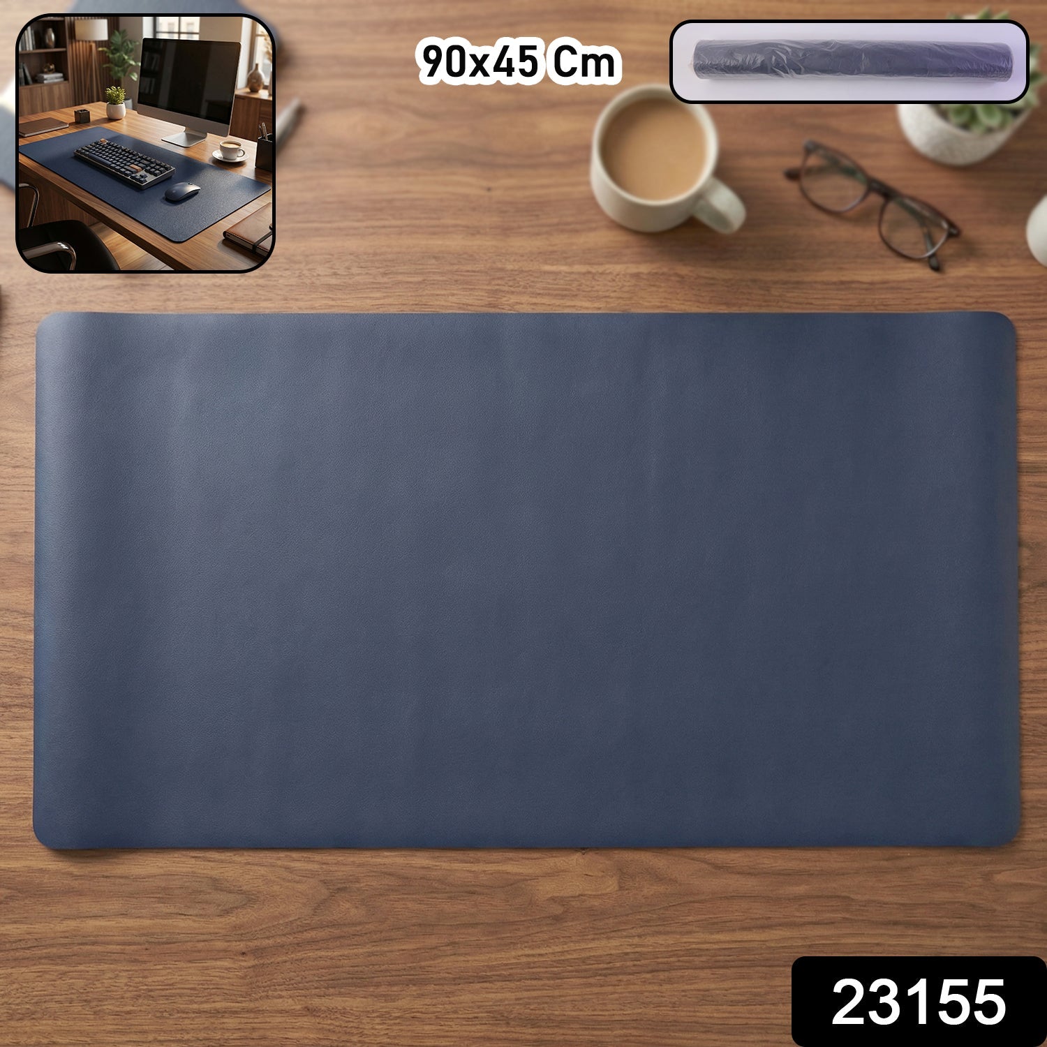 Premium Leather Finish Large Desk Mat – Extended Anti-Slip Surface Secondary image