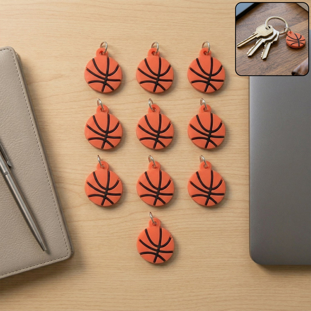 Basketball design key ring set for keys and bags Main image