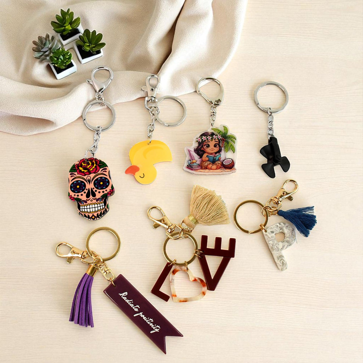 Assorted designer keychain with animal theme in acrylic and metal Main image
