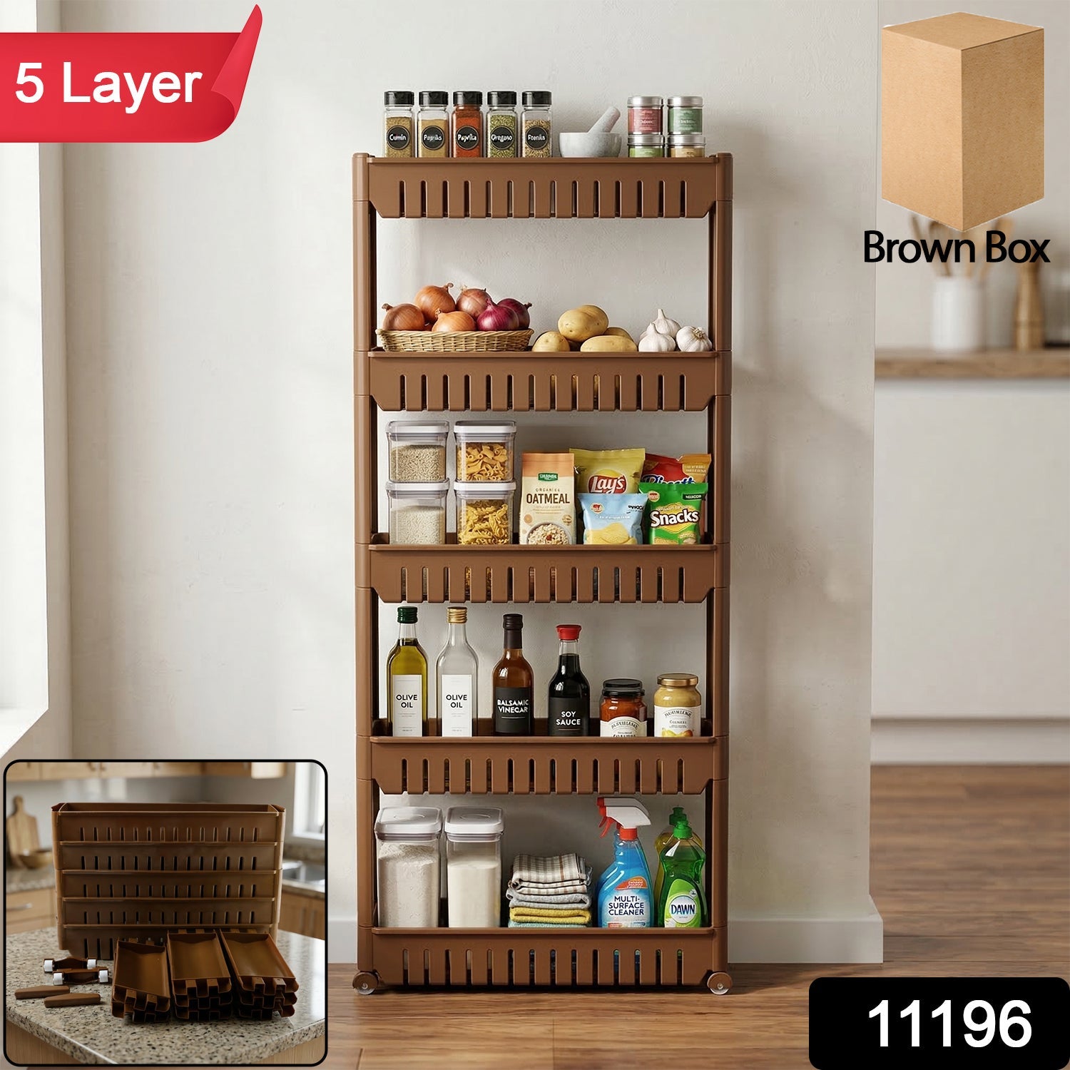 Kitchen Storage Rack – Space-Saving Multi-Tier Organizer with Wheels Secondary image