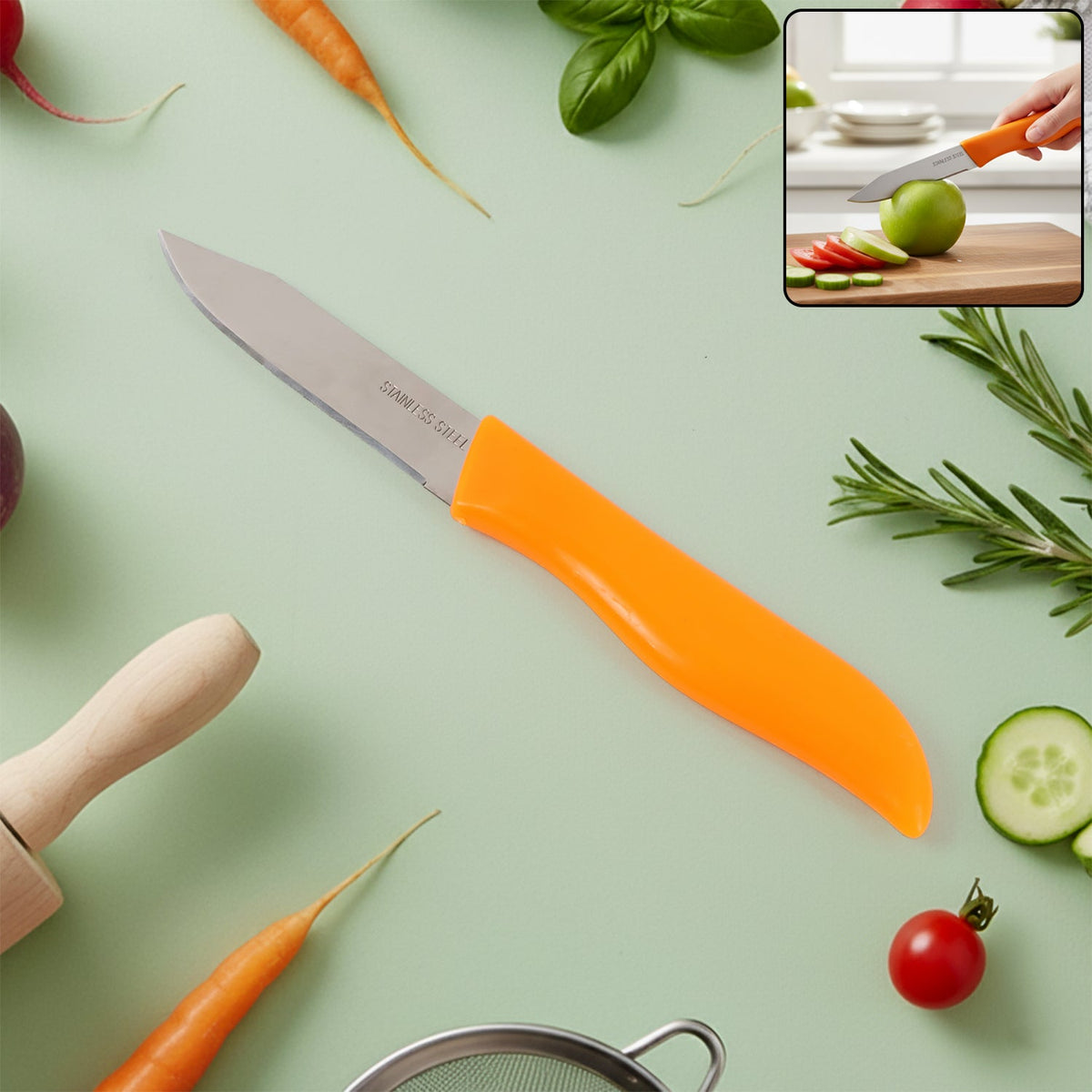 Paring knife with ultra-sharp stainless steel blade for kitchen use Main image