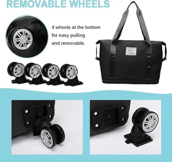 Duffle Trolley Bag – Large Foldable Travel Bag with Wheels & Adjustable Handles