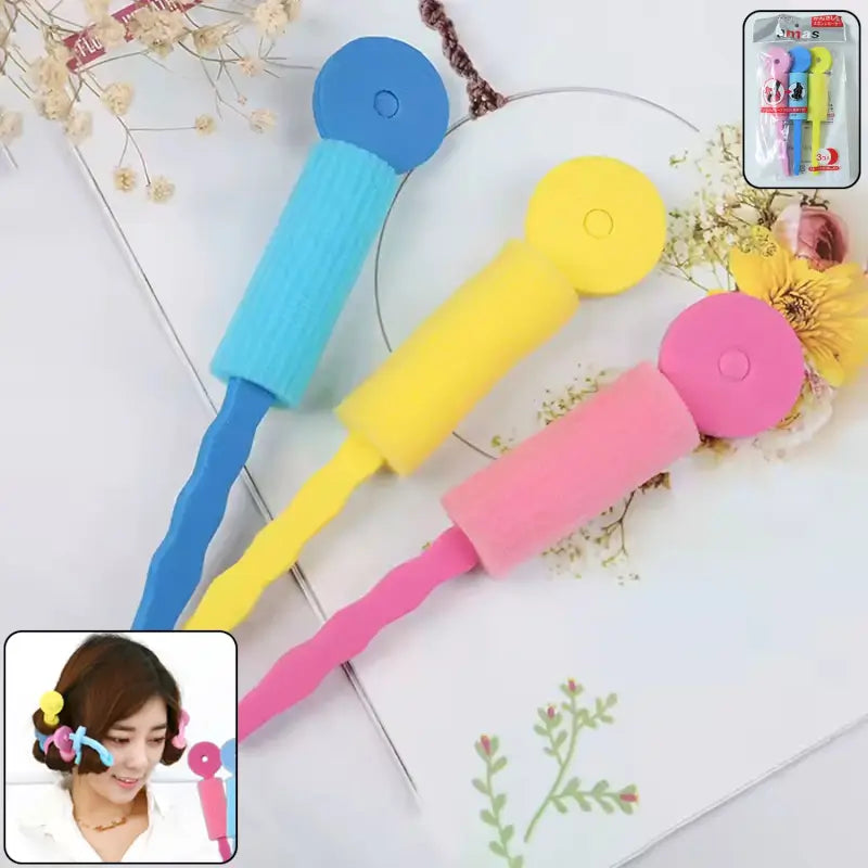 Soft Foam Hair Curling Rollers – Heatless Hair Curlers for Natural Waves & Curls (3 Pc)