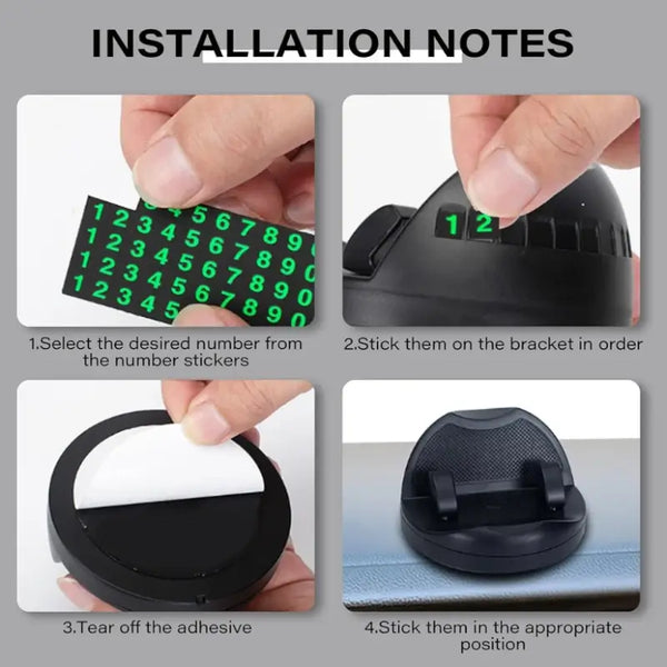 Car Phone Holder – 2-in-1 Anti-Slip Dashboard Mobile Stand with Temporary Parking Number Display