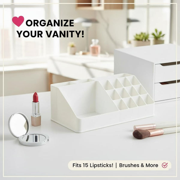 Side profile of the transparent PS plastic makeup organiser box.
