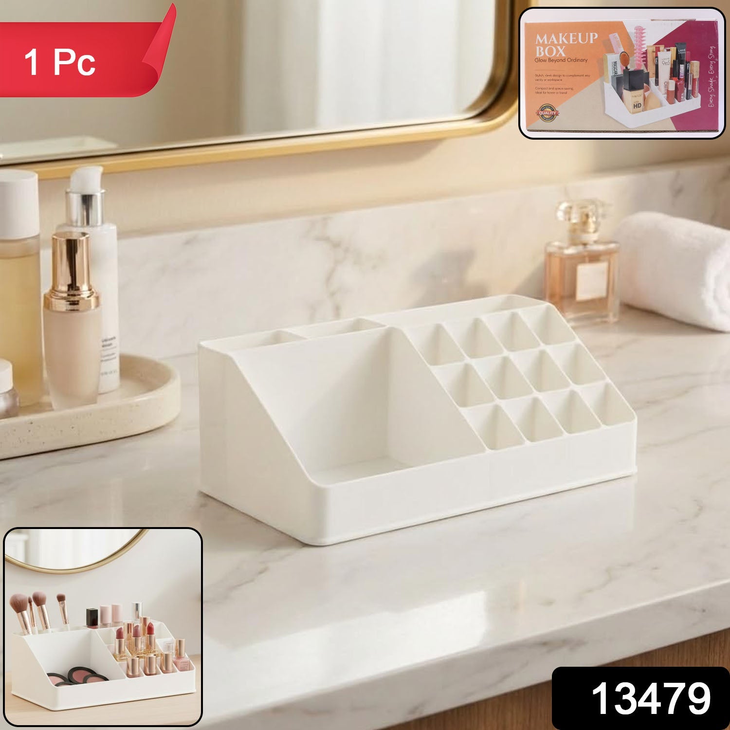 Clear Makeup Organiser – Acrylic Cosmetic Storage Box | BeautyBare Secondary image