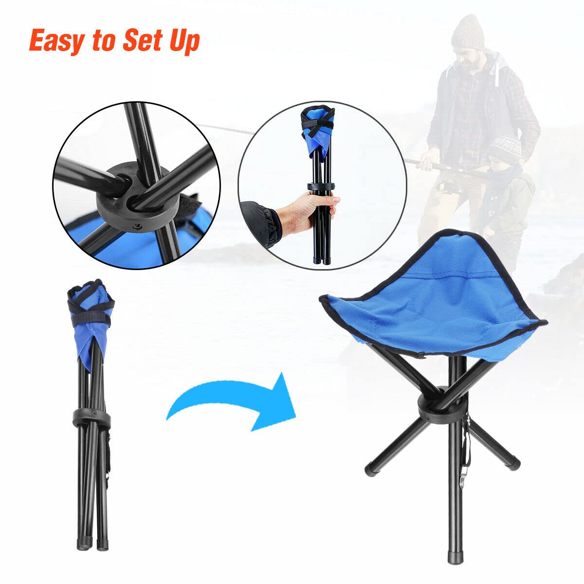 Mini Folding Tripod Stool, Portable Stable Travel Chair Tri-Leg Stool Secondary image