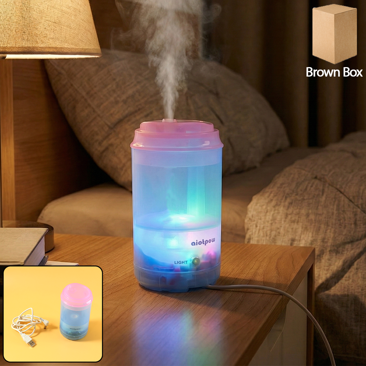 Portable Mini Humidifier emitting a cool mist for improved air quality. Main image