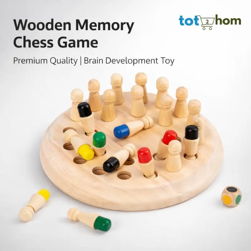 Wooden Memory Match Chess Game for Kids — Montessori Color Matching Board Game | Educational Toy | 2–4 Players | Age 3+ Main image