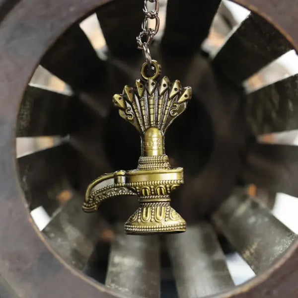 Lord Shiva Shivaling Metal Keychain – Trishul & Shivalinga Design Spiritual Key Ring for Devotees