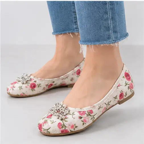 Kids Baby Girls Jutti – Handmade Floral Print Ethnic Slip-On Shoes with Comfortable TPR Sole