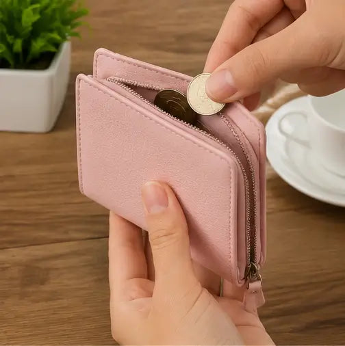 Small Women’s PU Leather Wallet – Multi-Compartment Zipper Wallet, Credit Card Holder & Coin Purse