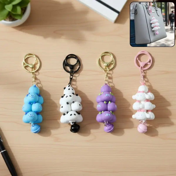Cloud Cartoon Keychain with Bell – Cute Colorful Bag & Backpack Charm for Kids, Girls & Women