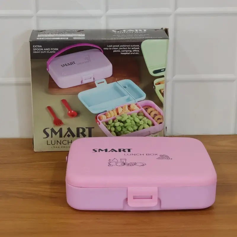 Leak Proof Lunch Box with 3 Compartments & Spoon – Portable Food Storage Box for Office, School & Travel