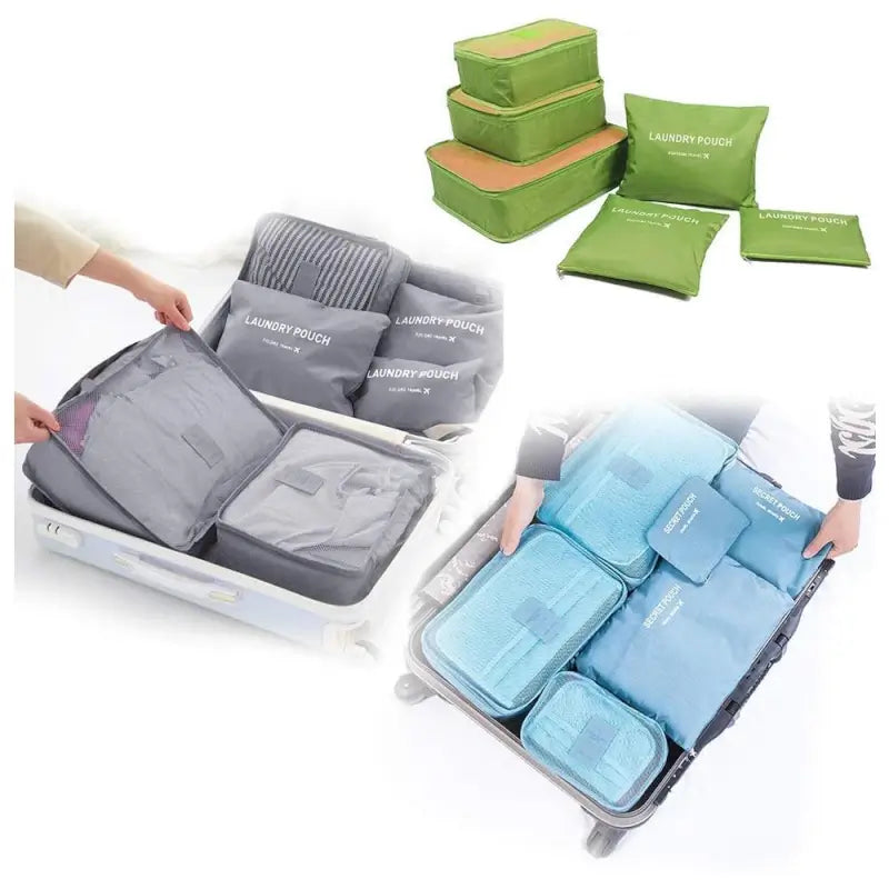 Waterproof Travel Packing Cubes Set 6 Pcs Organizer for Luggage, Laundry, and Storage