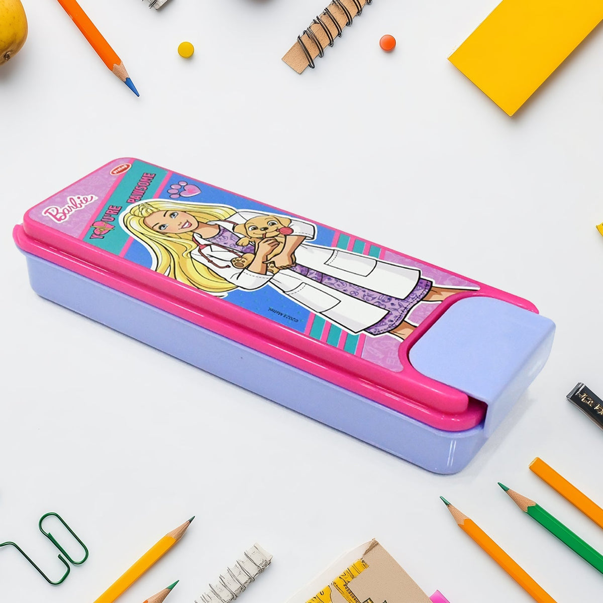 Cartoon printed hard top pencil box with vibrant designs for kids Main image