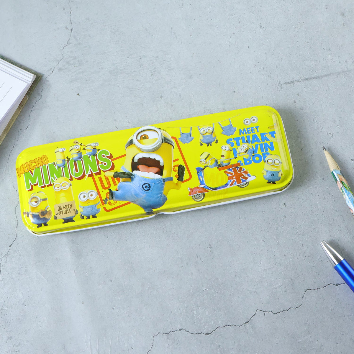 Durable metal pencil case with cartoon theme, ideal for school supplies Main image