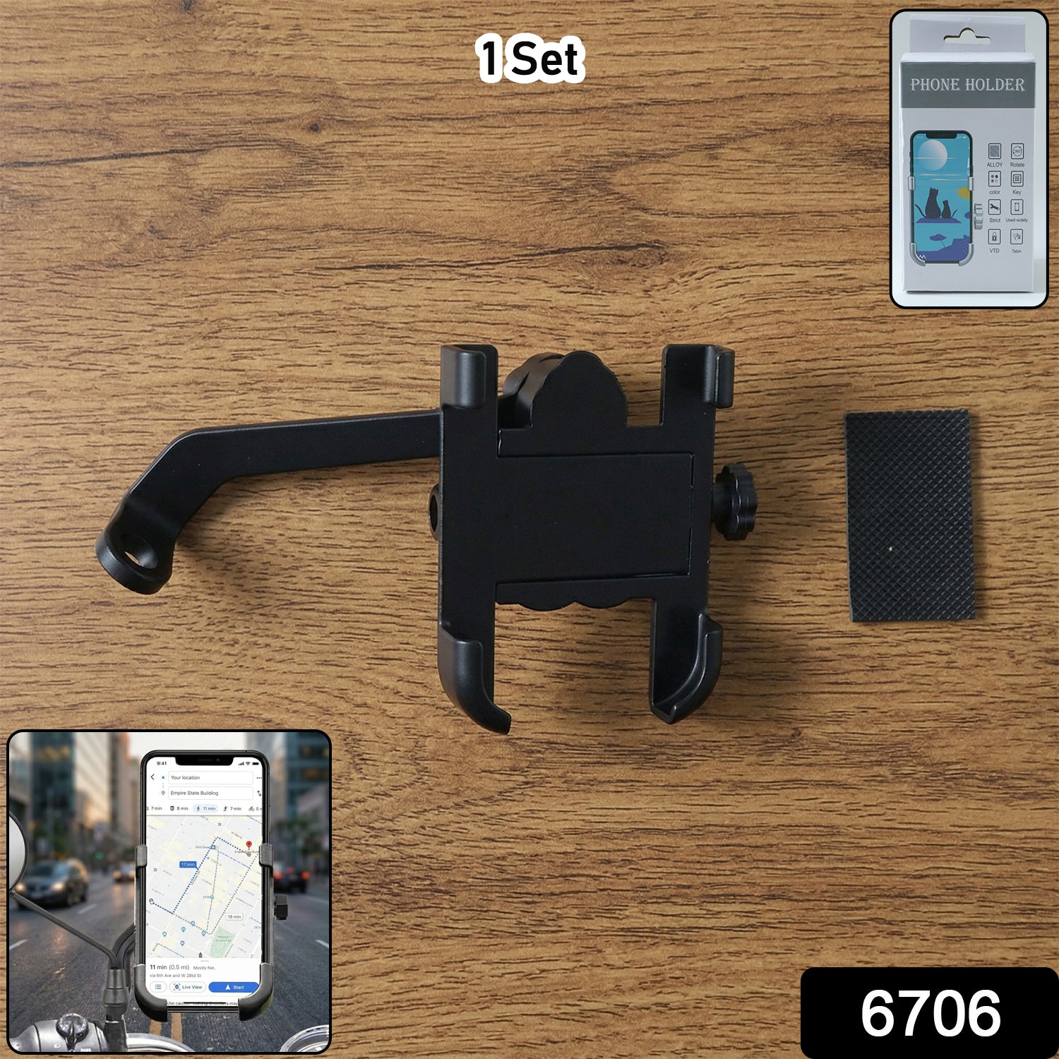 Metal Bike Phone Holder – Rear View Mirror Mount | PHOBIA Secondary image