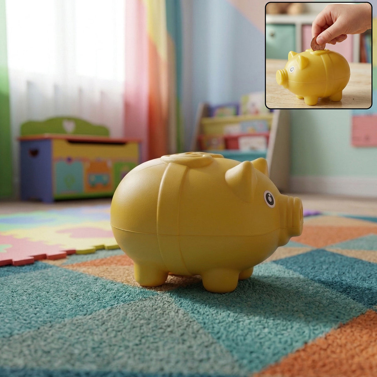 Cute pig-shaped money bank for kids with coin slot Main image
