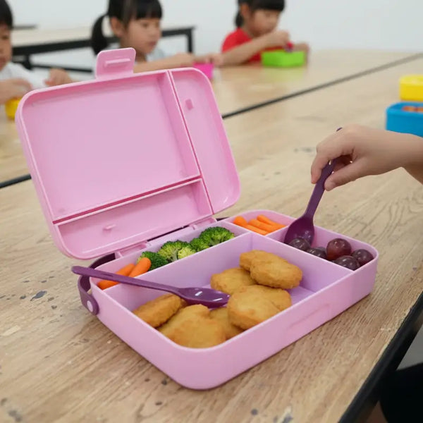 Leak Proof Lunch Box with 3 Compartments & Spoon – Portable Food Storage Box for Office, School & Travel