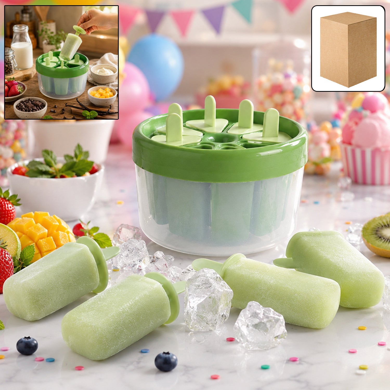 Plastic Ice Candy Popsicle Maker – 8 Molds for Homemade Treats Secondary image