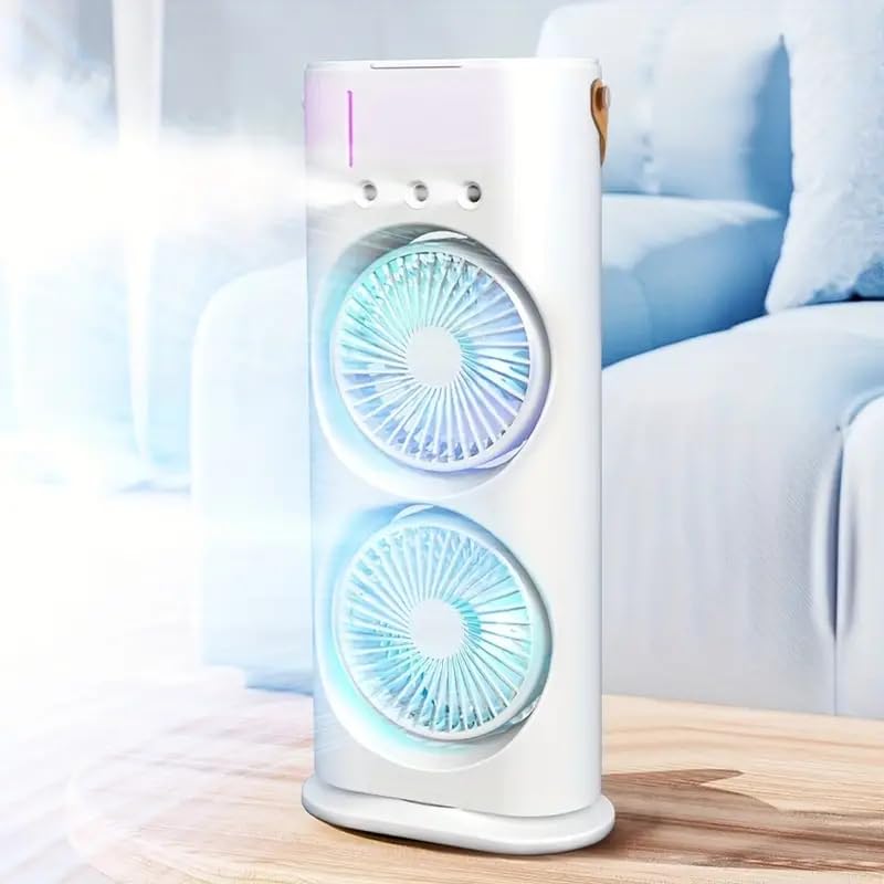 Portable Fan Double Ended Spray Fan Desk Fan with Cooler USB Rechargeable Mini Desktop Table Cooling Fan Secondary image