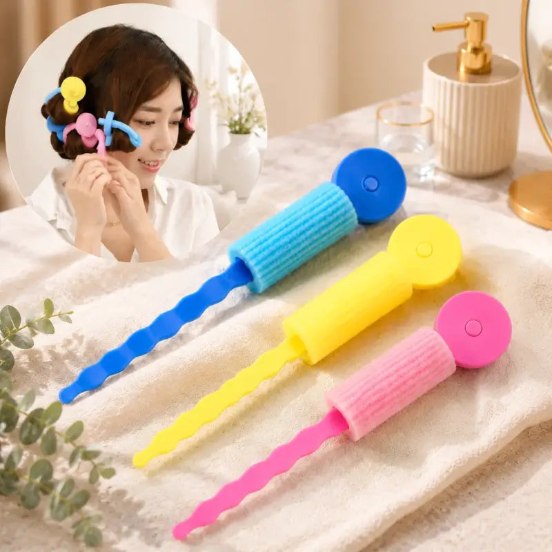 Soft Foam Hair Curling Rollers – Heatless Hair Curlers for Natural Waves & Curls (3 Pc)