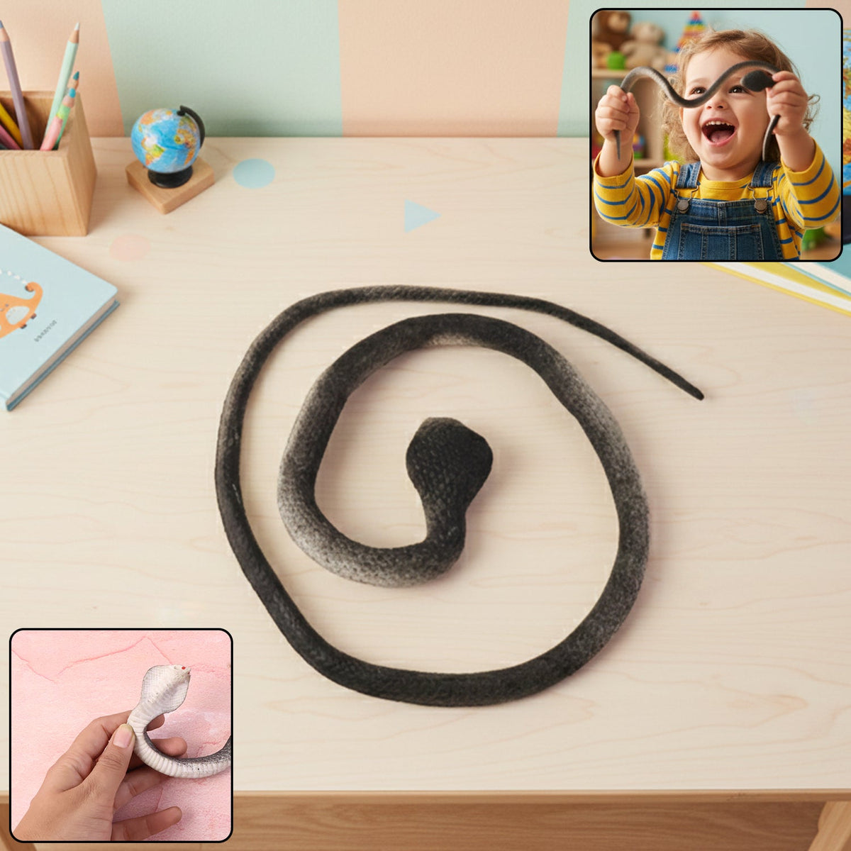 Realistic dummy snake toy with detailed scale texture for kids pranks Main image