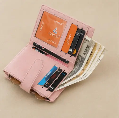 Small Women’s PU Leather Wallet – Multi-Compartment Zipper Wallet, Credit Card Holder & Coin Purse