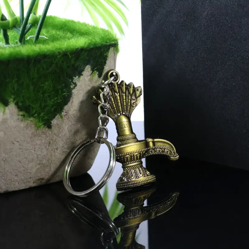Lord Shiva Shivaling Metal Keychain – Trishul & Shivalinga Design Spiritual Key Ring for Devotees Main image