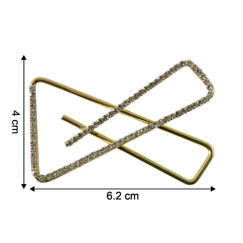 Premium Golden Crystal Triangle Saree Safety Pin Brooch for Dupatta, Shawl & Scarf Styling (1 Pc)