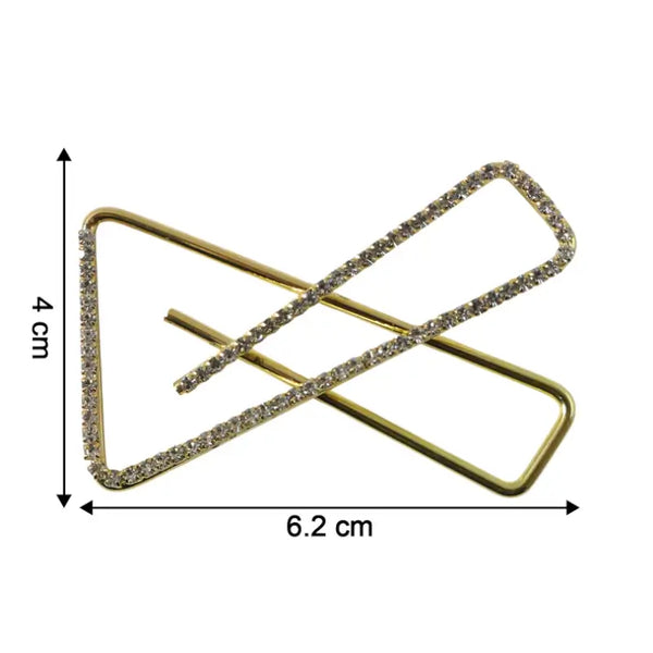 Premium Golden Crystal Triangle Saree Safety Pin Brooch for Dupatta, Shawl & Scarf Styling (1 Pc)