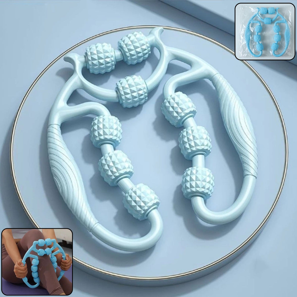Handheld body massage roller with ergonomic double grip for muscle relaxation Main image
