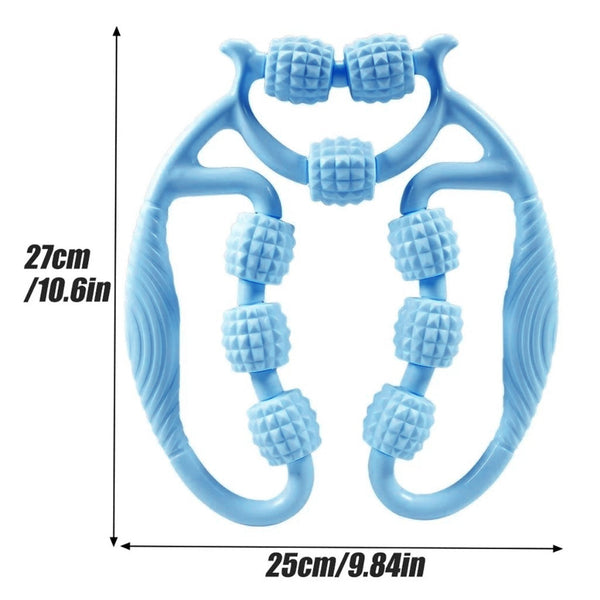 Body massage roller displayed with product dimensions labelled