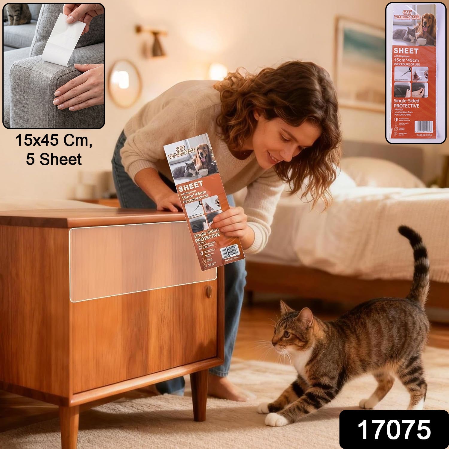 Cat Scratch Furniture Protector – Clear Anti Scratch Tape Set of 5 Secondary image