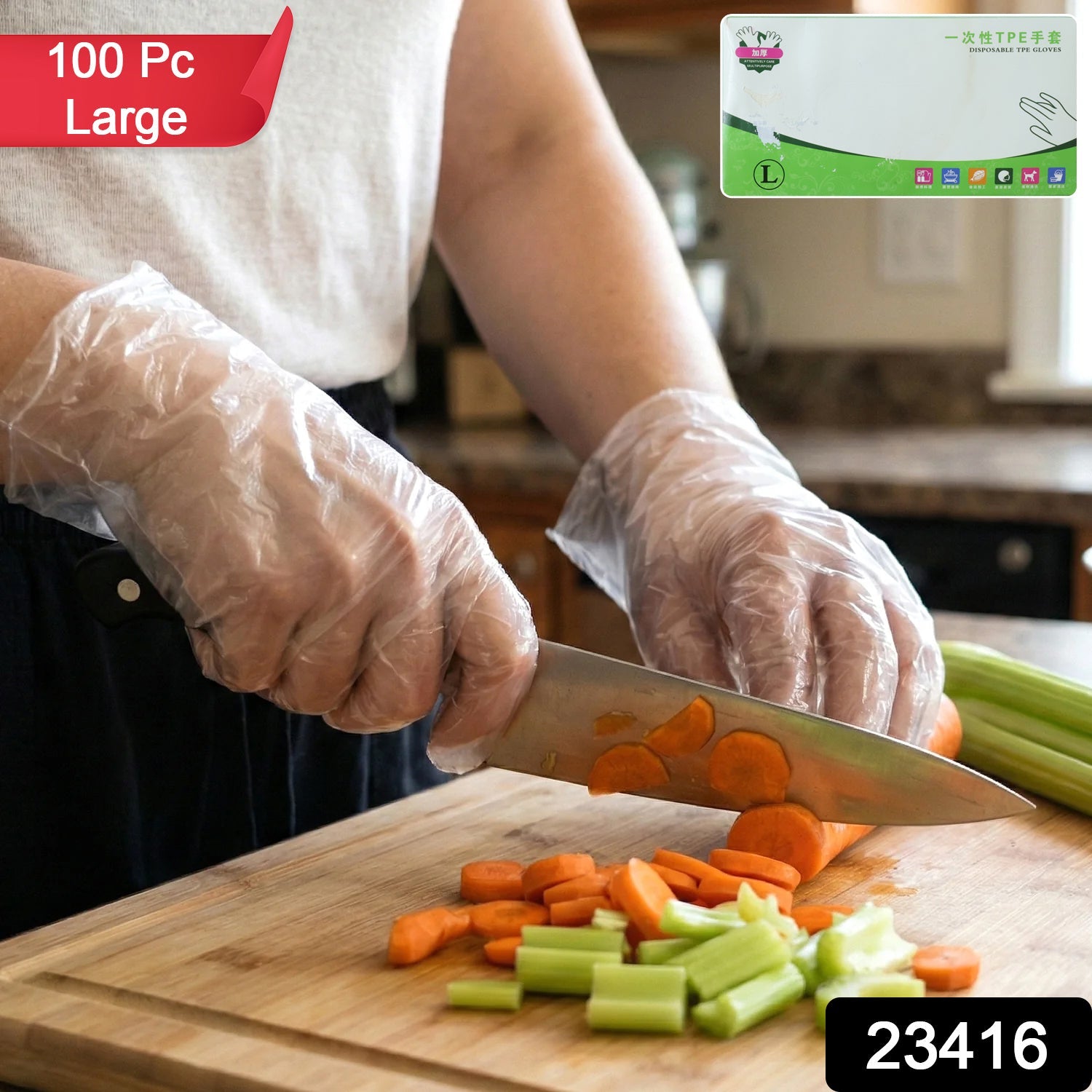 Disposable Plastic Gloves – Pack of 100, Food & Hygiene Safe Secondary image